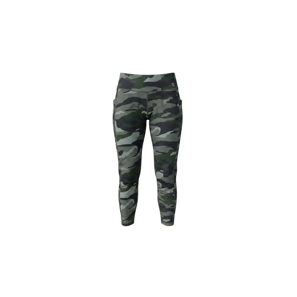Nine West Active Leggings Womens M Green Camo Excellent High Rise Side Pockets